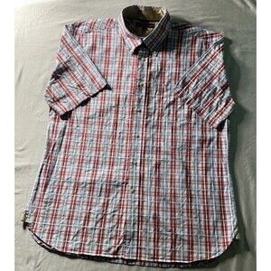 Tommy Hilfinger  Men's Short Sleeve Shirt XL  Plaid Classic Fit 100% Cotton